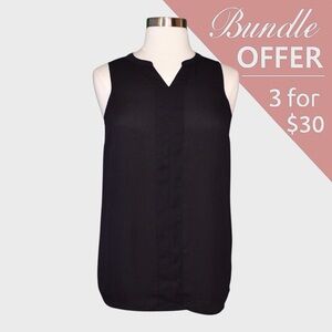 Apt. 9 Black Sleeveless Black Split Neck Tunic Blouse